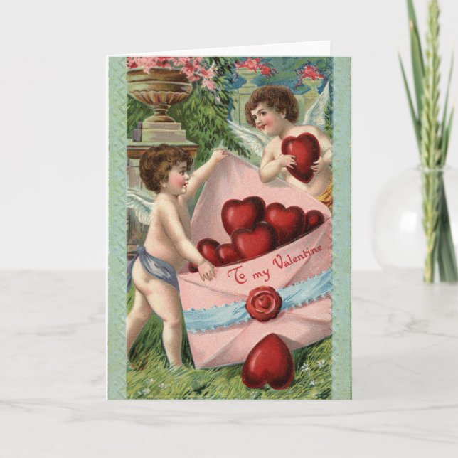Vintage Cupids Valentine Holiday Card (Front)