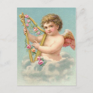 Vintage cupids with heart postcard