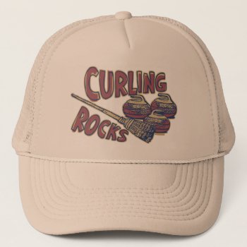 Vintage Curling Rocks Trucker Hat by mudgestudios at Zazzle