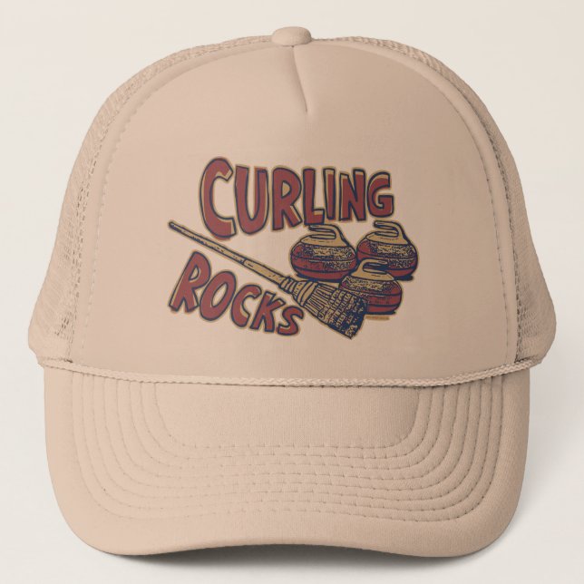 Vintage Curling Rocks Trucker Hat (Front)