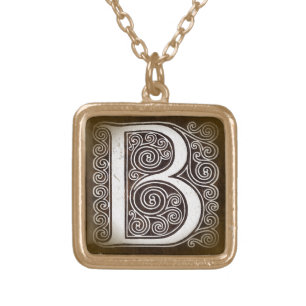 Vintage Curly Letter B Monogram Initial Pendant