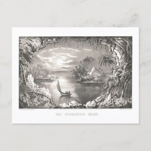 Vintage Currier  Ives Lithograph Enchanted Isles Postcard