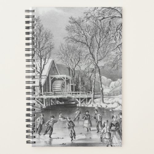 Vintage Currier Ives Winter Scene Ice Skating Planner