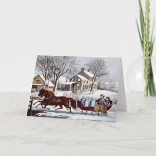 Vintage Currier & Ives Winter Sleigh Holiday Cards