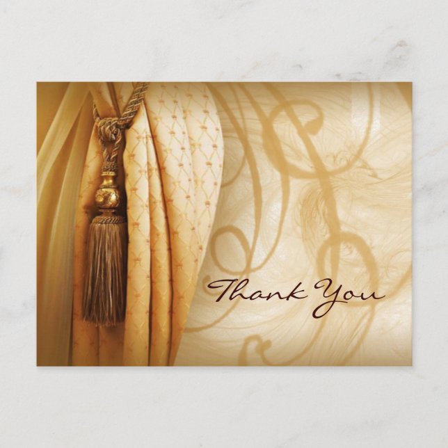 Vintage Curtains Salon Thank You Postcard (Front)