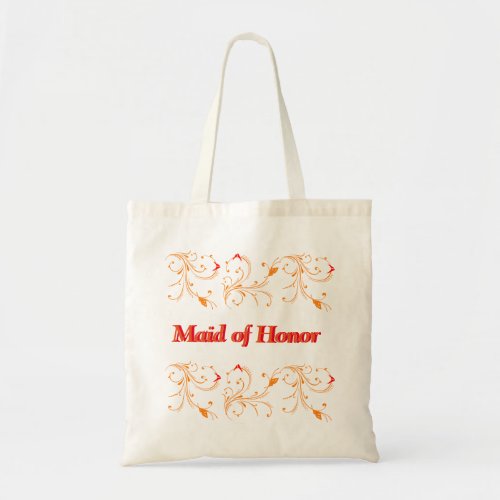 Vintage Curved Floral Maid of Honor Tote Bag