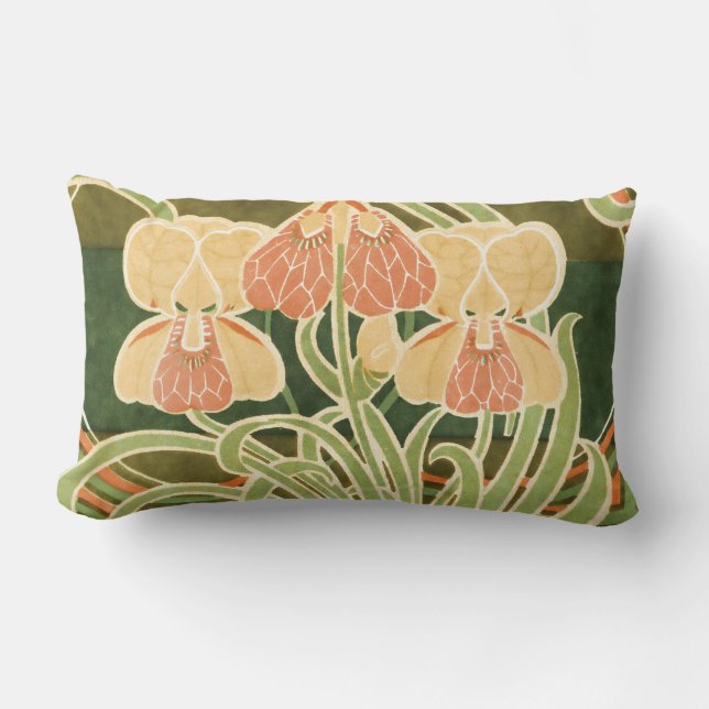 Vintage Curvy Floral Art Nouveau Lumbar Pillow (Front)