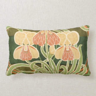 Vintage Curvy Floral Art Nouveau Lumbar Pillow