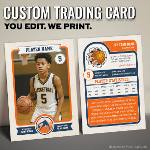 Vintage Custom Basketball Trading Card, Orange Calling Card