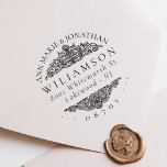 Vintage Custom Botanical Wedding Return Address Self-inking Stamp<br><div class="desc">This elegant wooden stamp is perfect for any newlywed couple looking for a unique touch to their wedding mail! This design features a vintage botanical ornamental motif with your first names in a curve around the top and your last name below. Under your last name is your return address. The...</div>