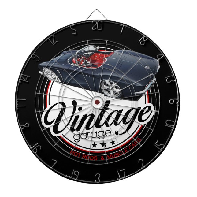 Vintage Custom Car Garage Dart Board (Front)