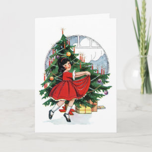 Vintage Custom Christmas Card with Little Girl