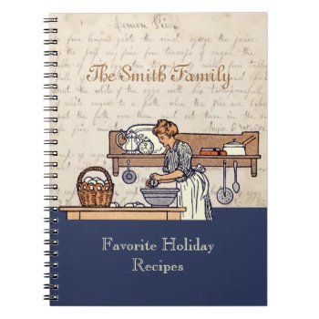 Vintage Custom Family Holiday Recipe Notebook by lkranieri at Zazzle