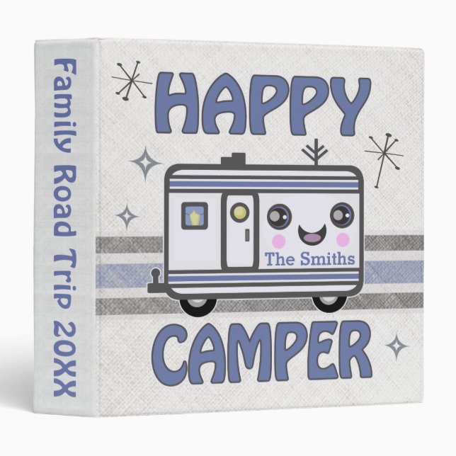 Vintage Custom Kawaii Happy Camper Binder (Front/Spine)