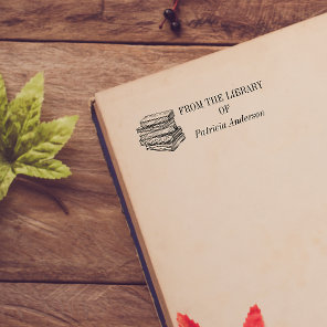 Vintage Custom Library Books  Self-inking Stamp