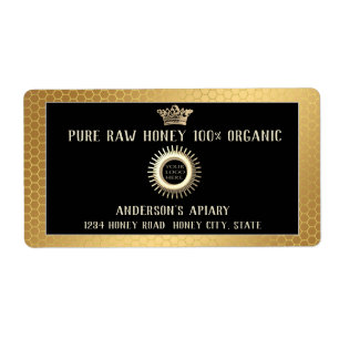 Vintage custom logo crown honey comb honey jar cla label