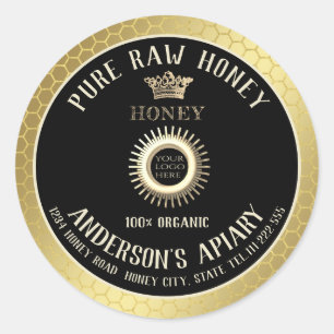 Vintage custom logo crown honey comb honey jar classic round sticker