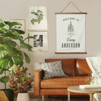 Vintage Custom Name Camp Tree Family Hanging Tapestry