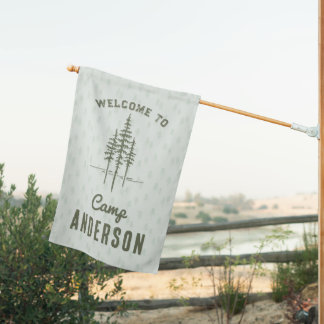 Vintage Custom Name Camp Tree Family House Flag