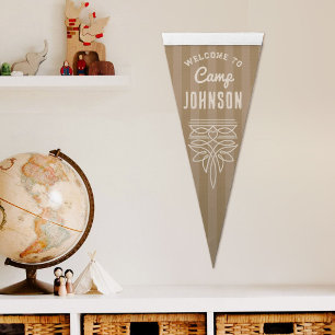 Vintage Custom Name Camp Western Family House Pennant Flag