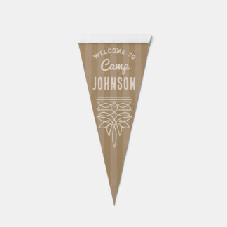 Vintage Custom Name Camp Western Family House Pennant Flag