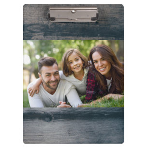 Vintage Custom Photo Personalized Rustic Woodgrain Clipboard