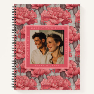 Vintage Custom Pink Carnation Sparkle Wedding Notebook