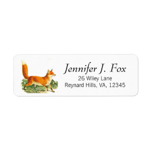 Vintage Custom Red Fox Cute Forest Animal Label