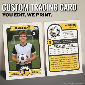 Vintage Custom Soccer Trading Card, Gold Player Calling Card