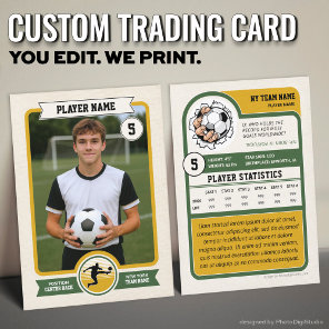 Vintage Custom Soccer Trading Card, Green Player Calling Card