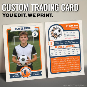 Vintage Custom Soccer Trading Card, Orange Player Calling Card