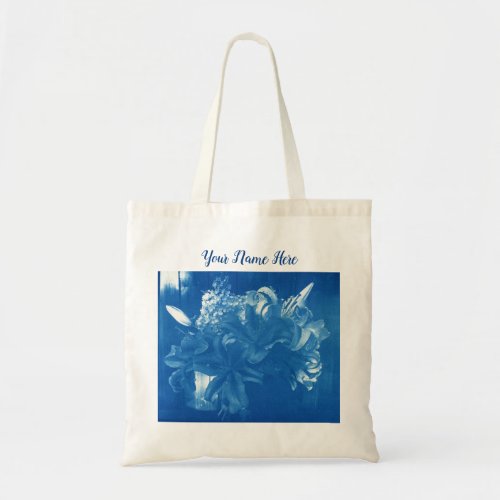 Vintage Customizable Blue Floral Photography Tote 