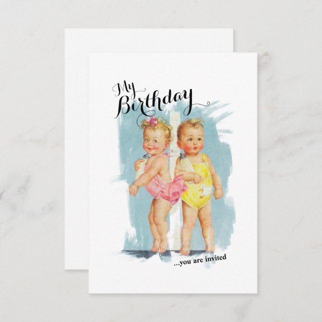 Vintage Customizable Childs Birthday Invite (Front/Back)