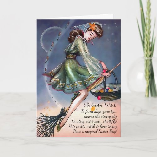 Vintage Customizable Easter Witch Card