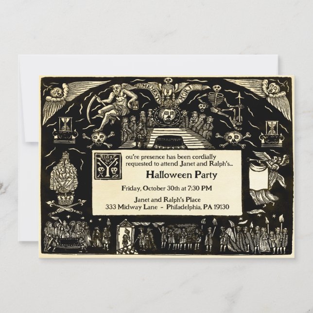 Vintage Customizable Funeral Style Invitation (Front)
