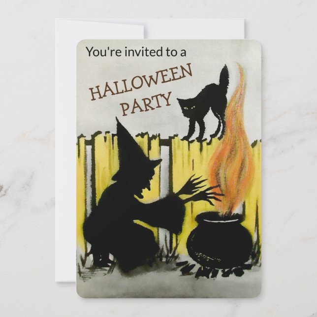 Vintage Customizable Halloween Party Invitation (Back)