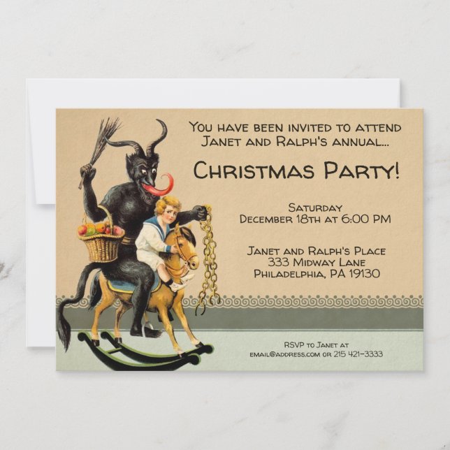 Vintage Customizable Krampus Party Invitation (Front)
