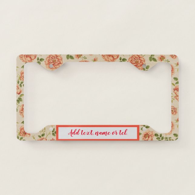 Vintage Customize Floral Popular License Plate Frame (Front)