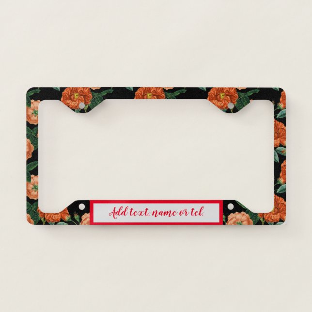 Vintage Customize Floral Popular License Plate Frame (Front)