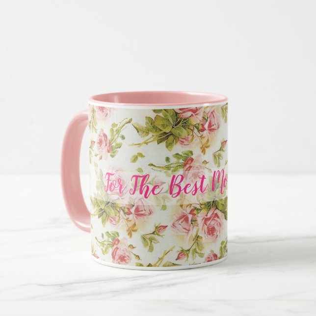 Vintage Customize Rose Modern Popular Floral Mug (Front Left)