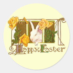 Vintage Cute Animal Easter Classic Round Sticker