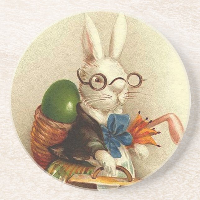 Vintage Cute Animal Easter  Drink Coaster (Front)