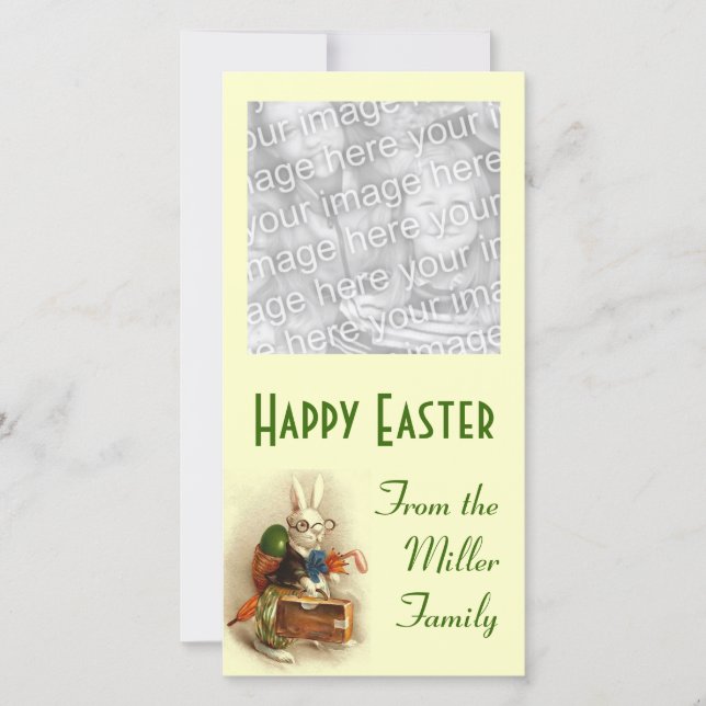 Vintage Cute Animal Easter  Holiday Card (Front)