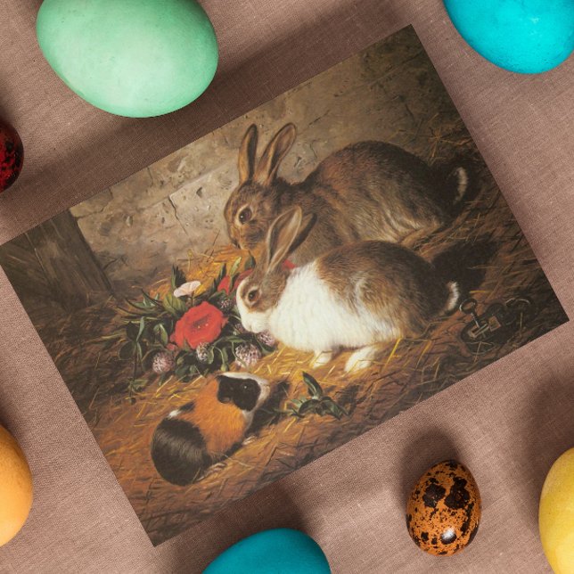 Vintage Cute Animal Easter  Holiday Card (Creator Uploaded)
