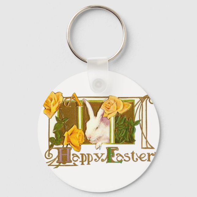 Vintage Cute Animal Easter  Keychain (Front)