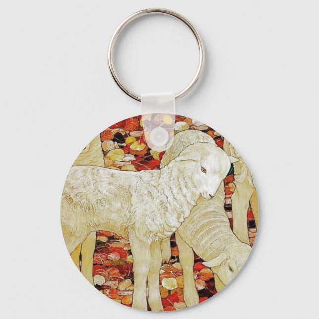 Vintage Cute Animal Easter  Keychain (Front)