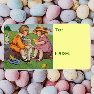 Vintage Cute Animal Easter Label