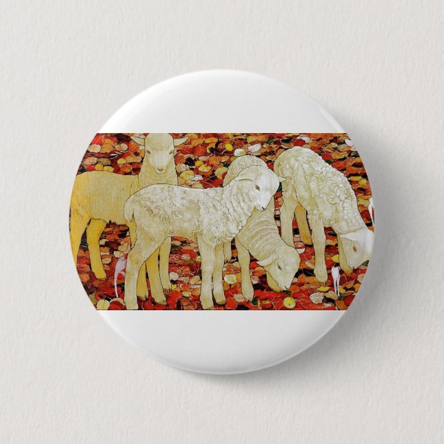 Vintage Cute Animal Easter  Pinback Button (Front)