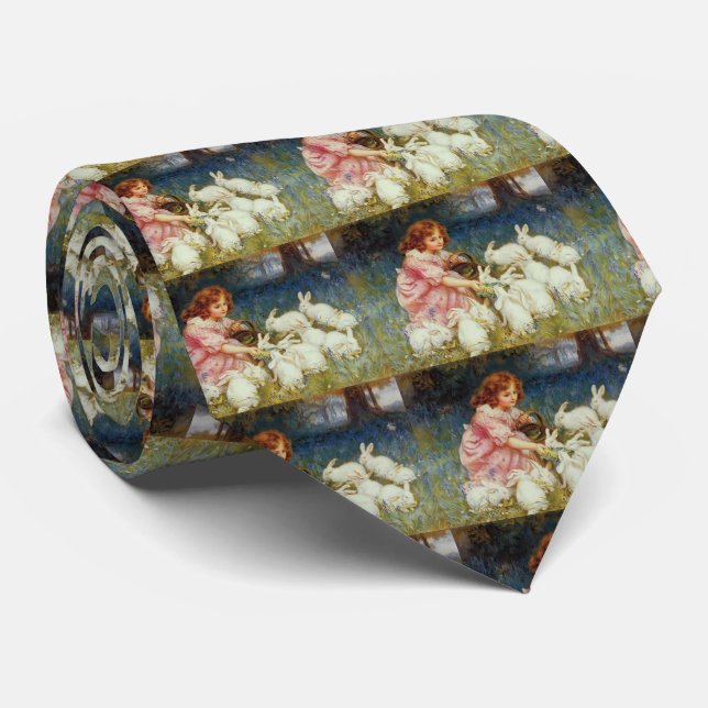Vintage Cute Animal Easter  Tie (Rolled)