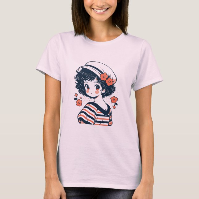 Vintage Cute Anime Girl T-Shirt (Front)